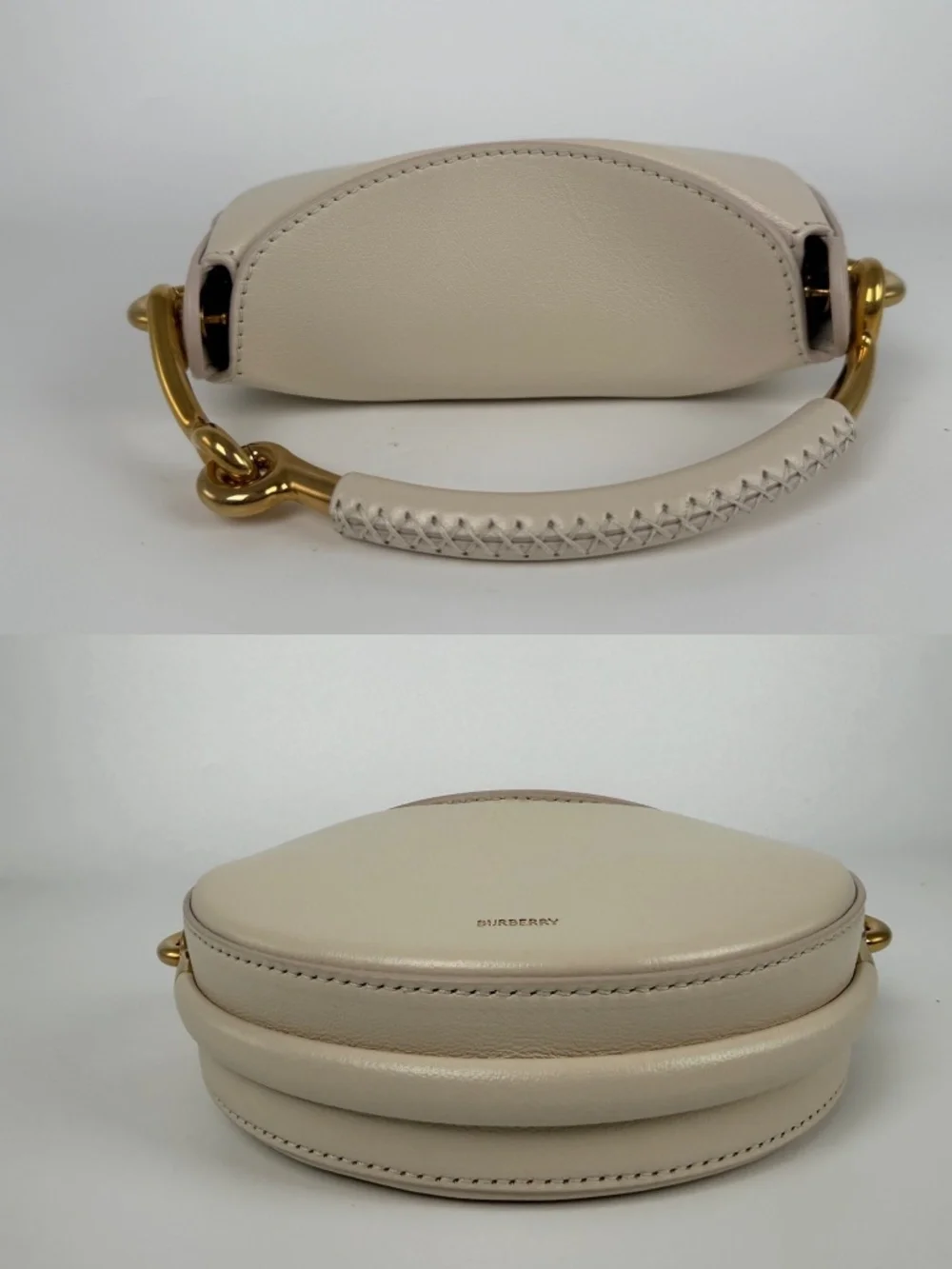 Burberry Bridle 2026 Leather Saddle Style Soap Cream Clutch Bag New